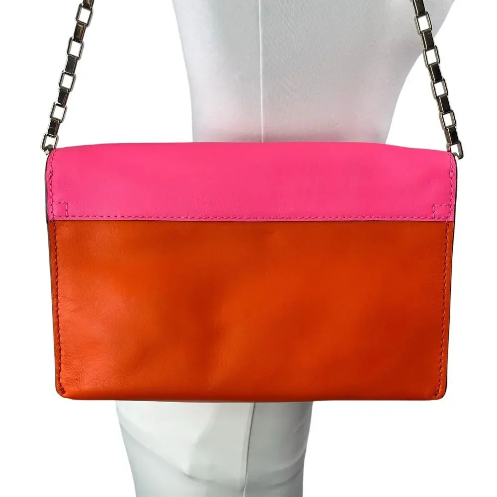 Kate Spade Lincoln Square Garret Leather Colorblock Chain Shoulder Handbag OS